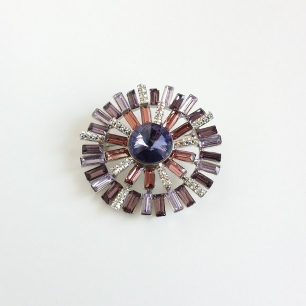 Anne Klein Purple Rhinestone Brooch - Picture 8 of 8